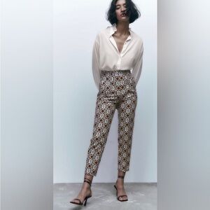 ZARA GEOMETRIC PRINT HIGH RISE PANTS